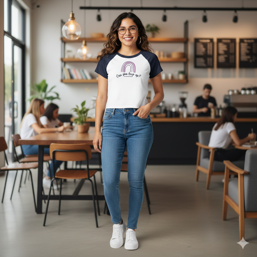 CAN YOU KEEP UP? - Women’s micro rib raglan baby tee