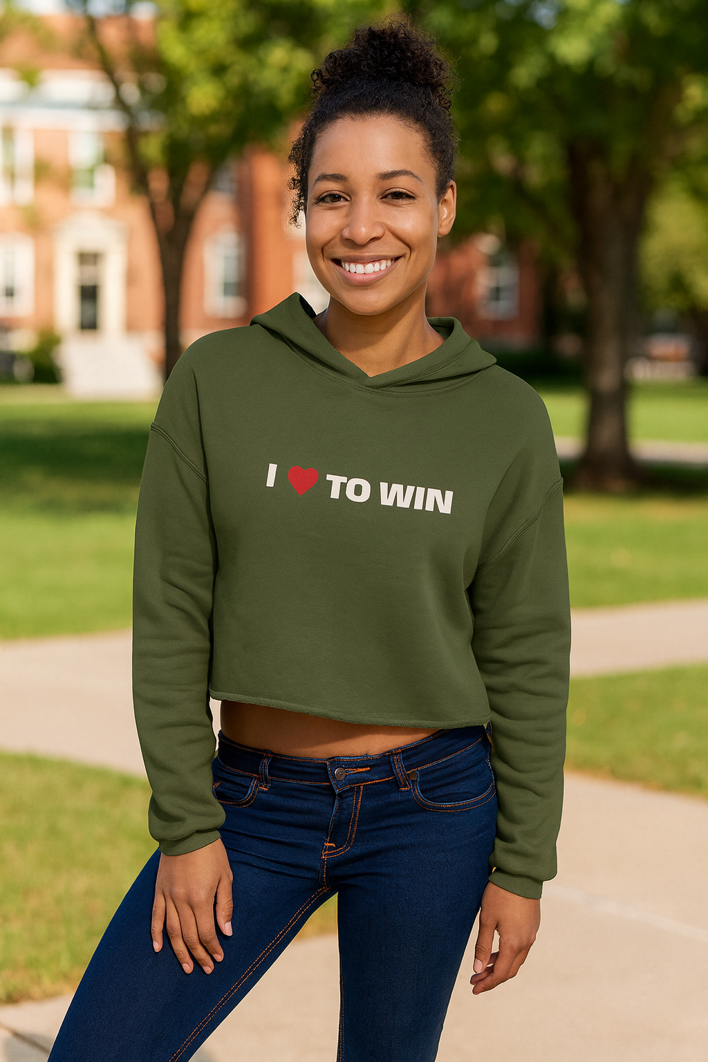 I LOVE TO WIN - Crop Hoodie