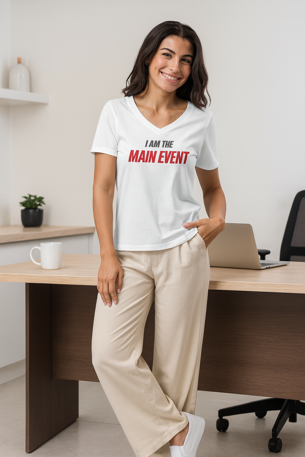 I AM THE MAIN EVENT - Women’s relaxed v-neck t-shirt